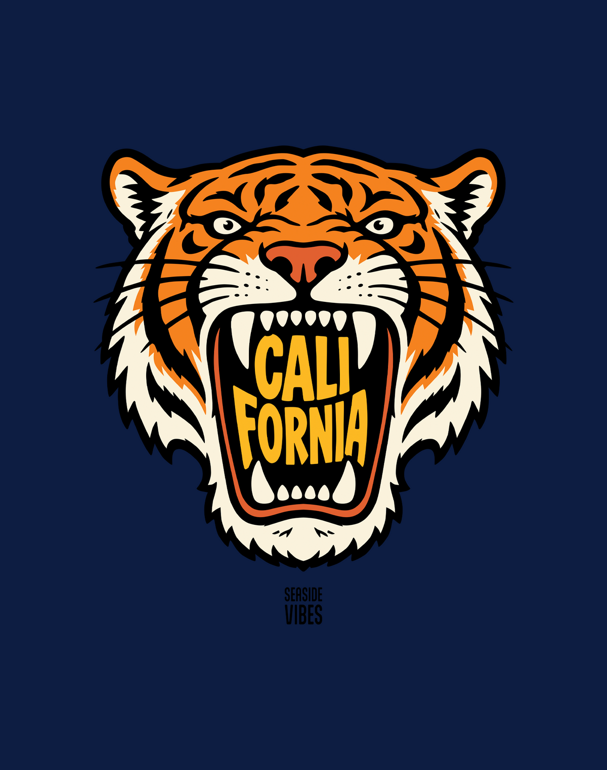 V-Neck: California AF Tiger Tee | Heather Navy