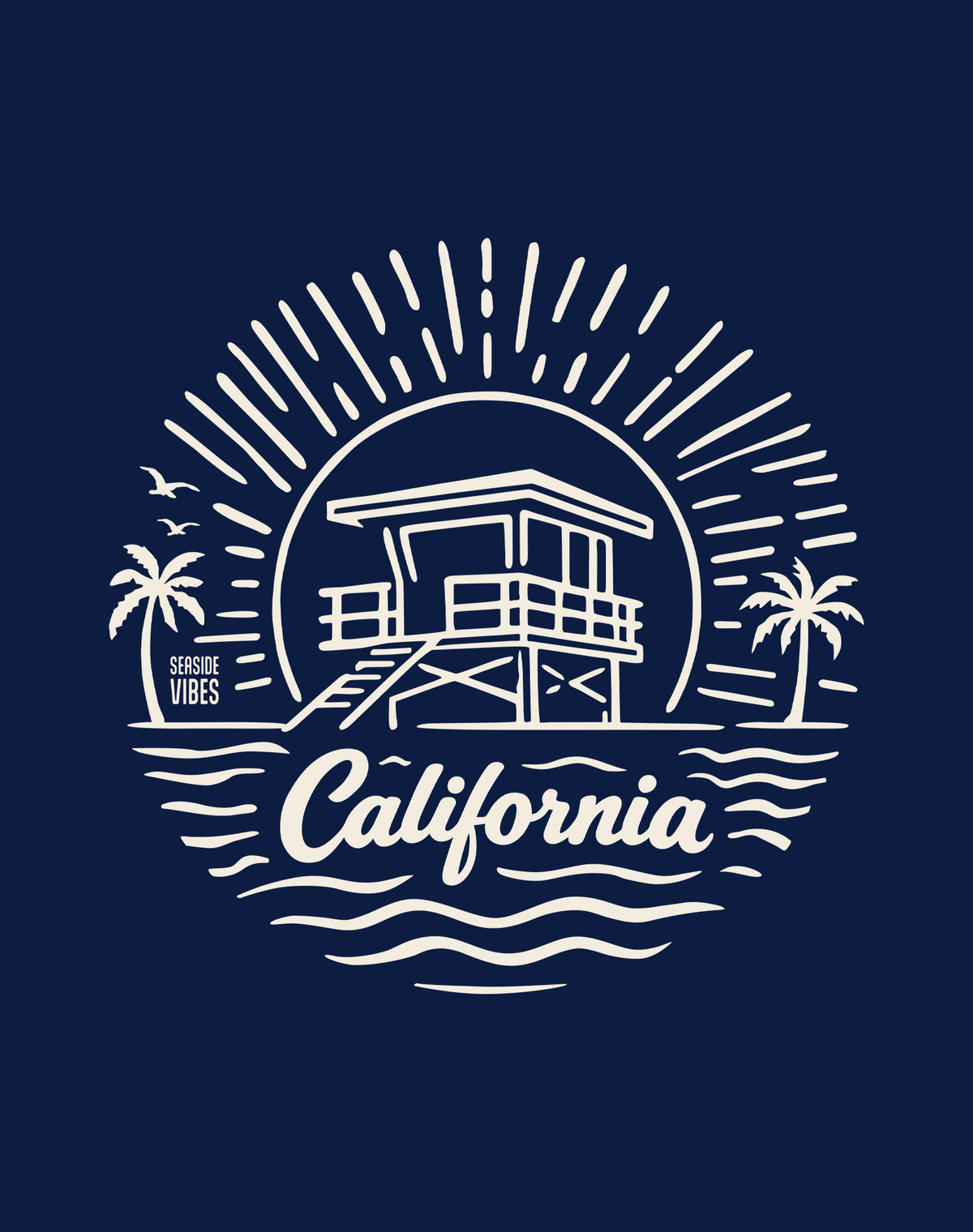 V-Neck: California Sunrise Session Tee | Heather Navy