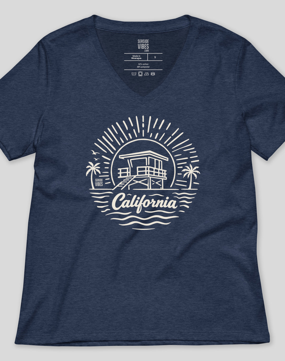 V-Neck: California Sunrise Session Tee | Heather Navy
