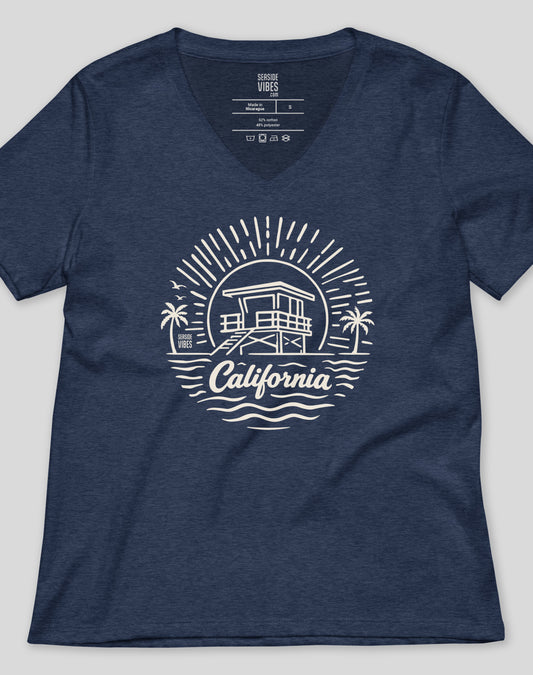 V-Neck: California Sunrise Session Tee | Heather Navy