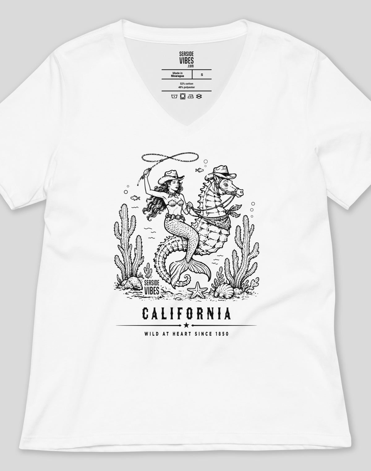 V-Neck: California Wild at Heart Since 1850 Tee | White