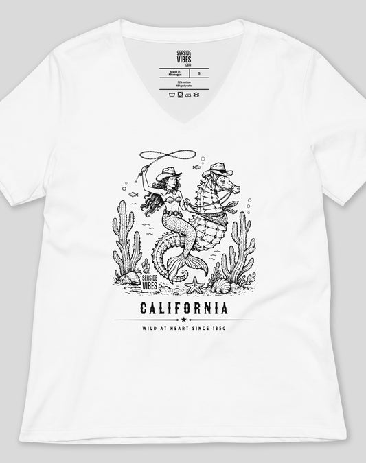 V-Neck: California Wild at Heart Since 1850 Tee | White