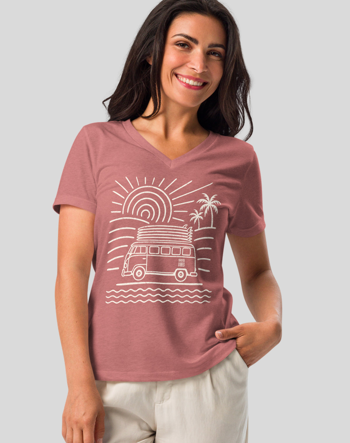 V-Neck: Endless Summer Tee | Heather Mauve