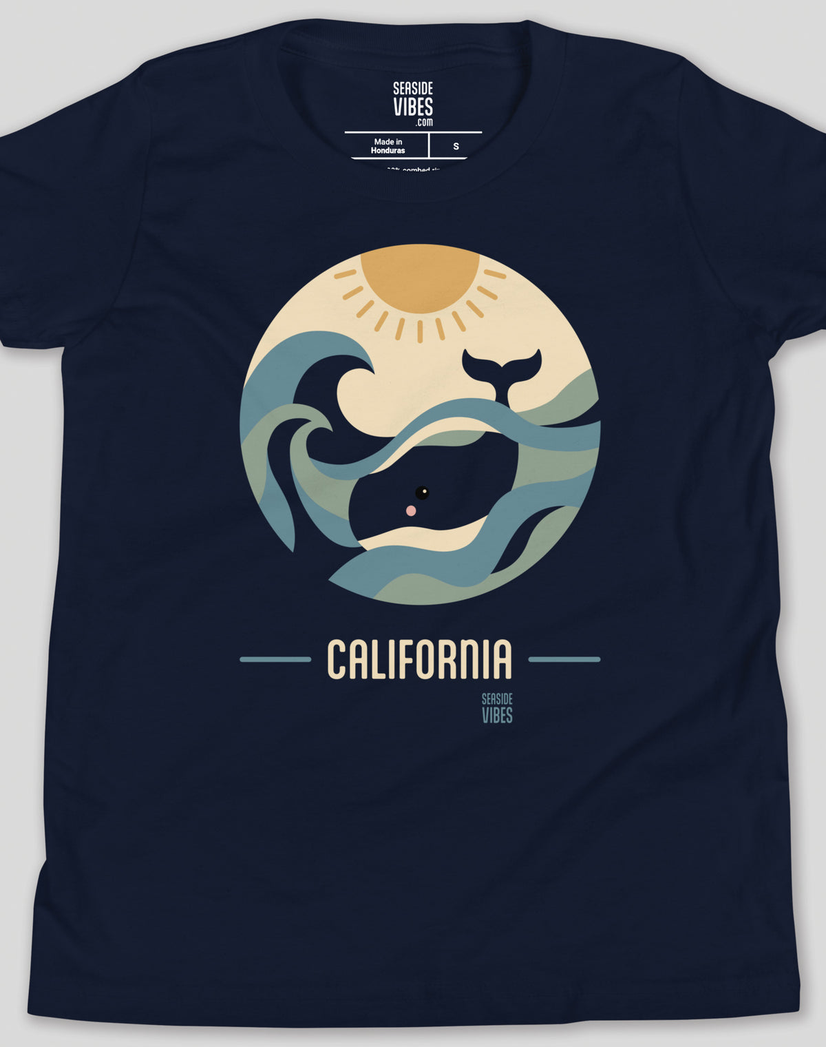 Youth: California Whale Sunset Tee | Navy