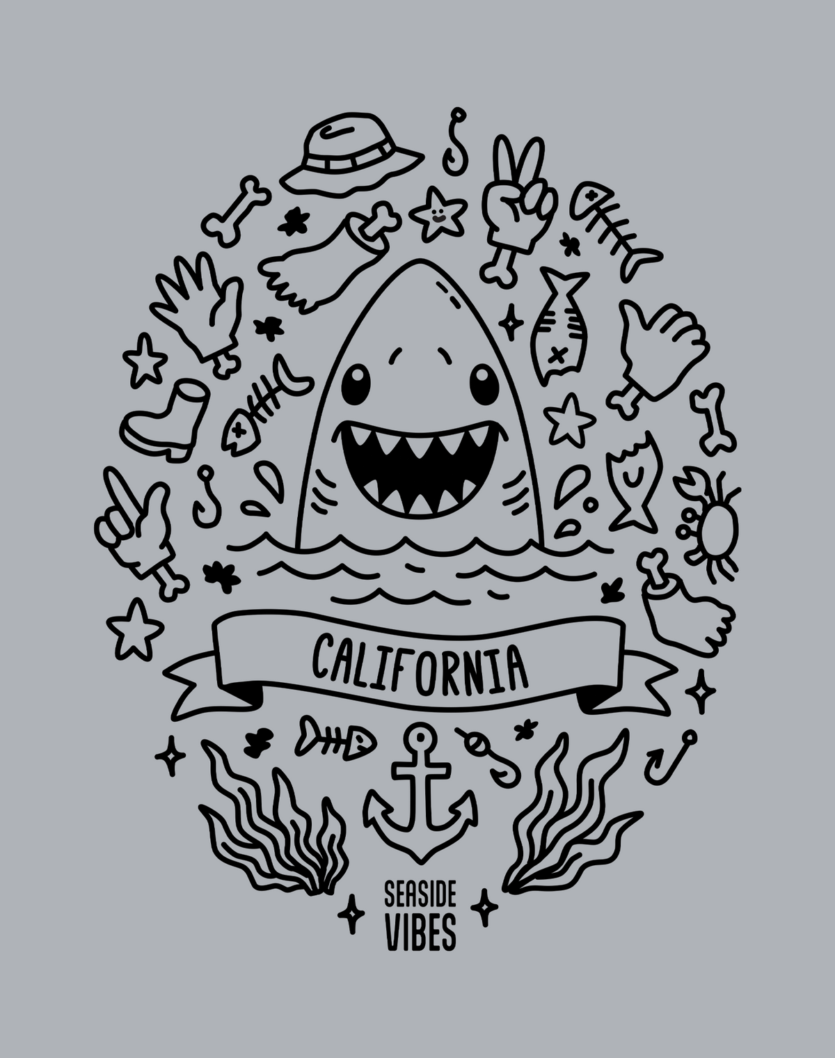 Youth: California Shark Attack! Tee | Athletic Heather