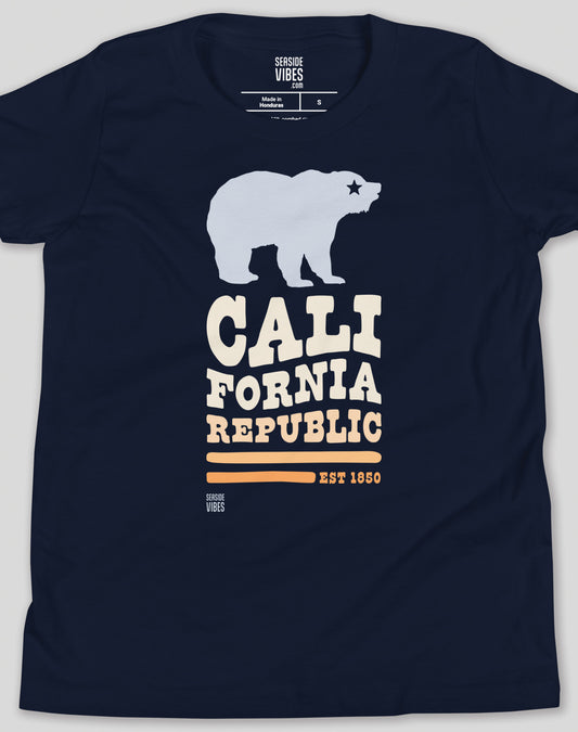 Youth: California Republic Bear Tee | Navy