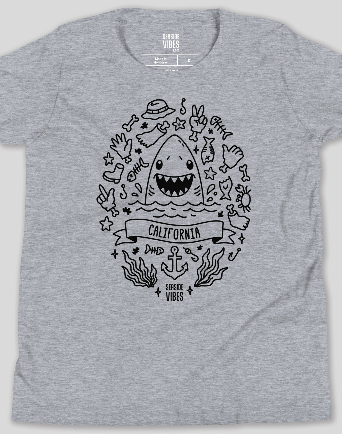 Youth: California Shark Attack! Tee | Athletic Heather