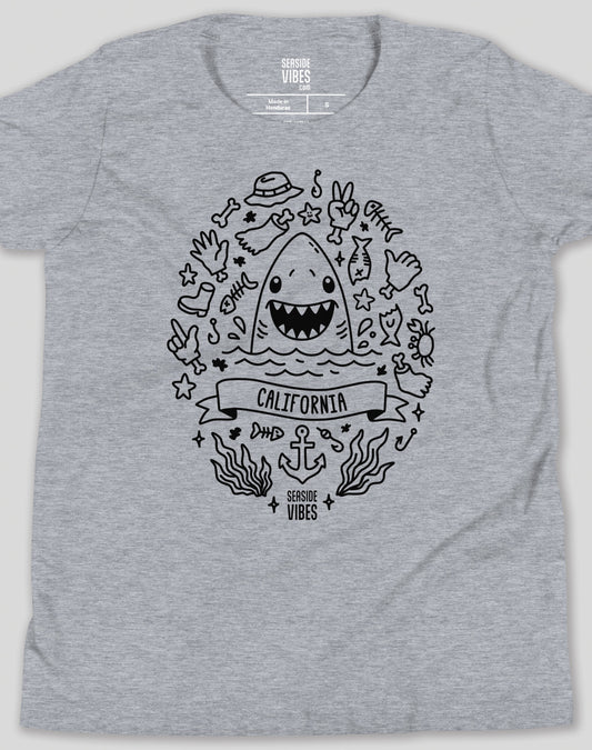 Youth: California Shark Attack! Tee | Athletic Heather