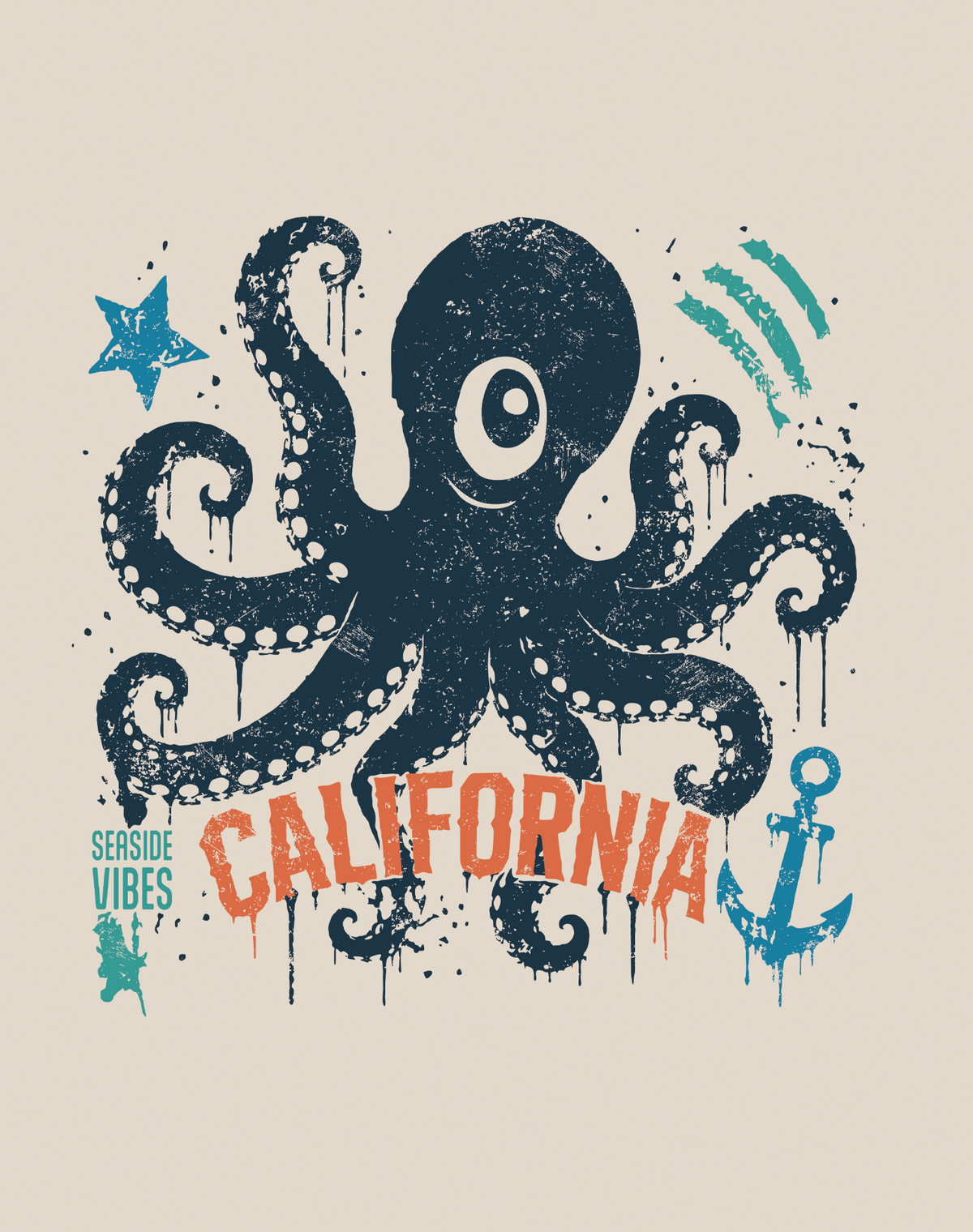 Youth: California One-Eyed Octopus Tee | Heather Dust