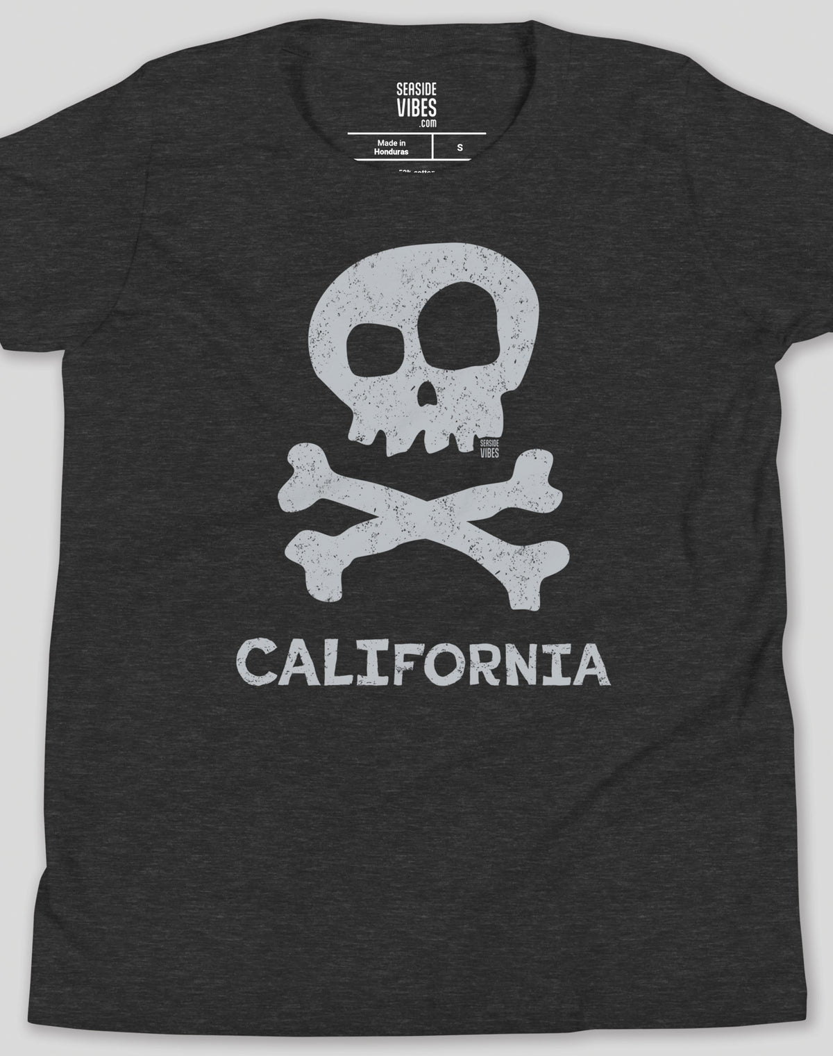 Youth: California Skull & Bones Tee | Dark Grey Heather