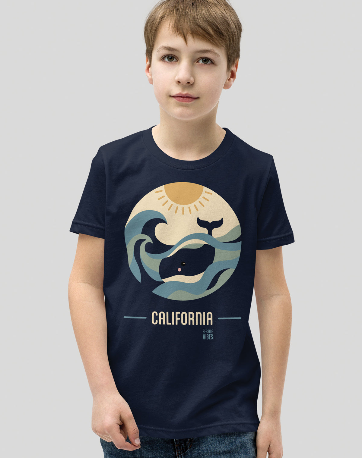 Youth: California Whale Sunset Tee | Navy