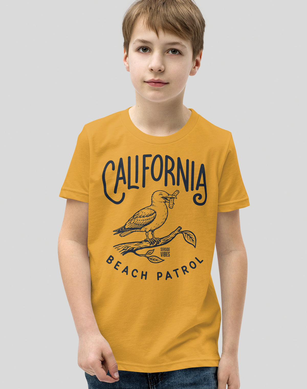 Youth: California Beach Patrol Seagull Tee | Mustard