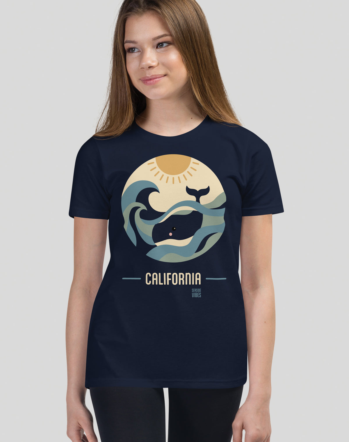Youth: California Whale Sunset Tee | Navy