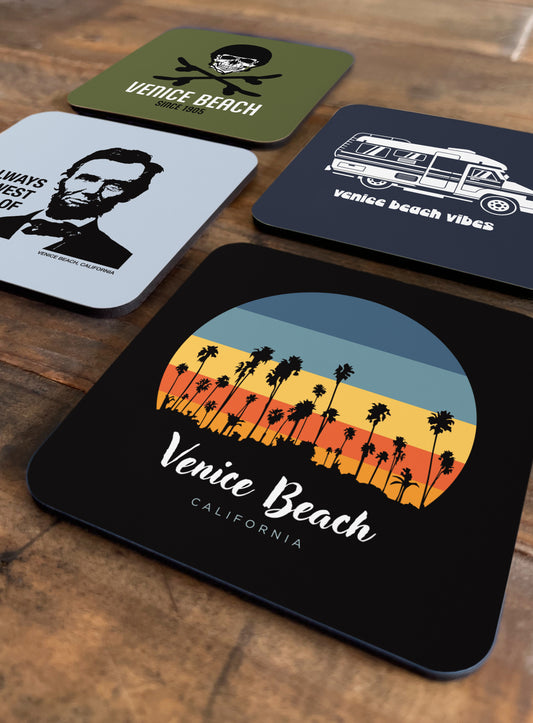 Collectible Venice Beach Cork-Back Coasters - Gen 1: 4 Pack
