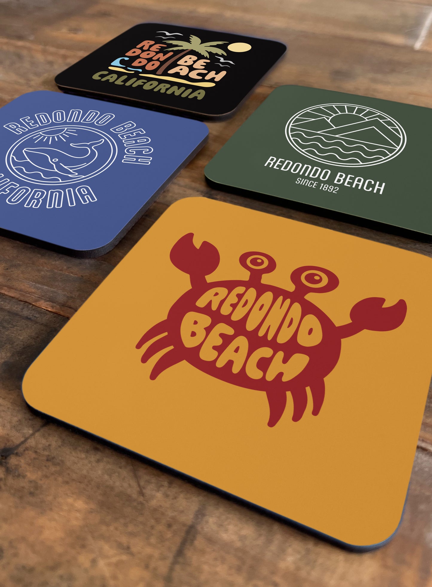 Collectible Redondo Beach Cork-Back Coasters - Gen 1: 4 Pack