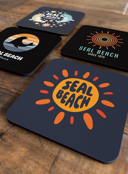 Collectible Seal Beach Cork-Back Coasters - Gen 1: 4 Pack