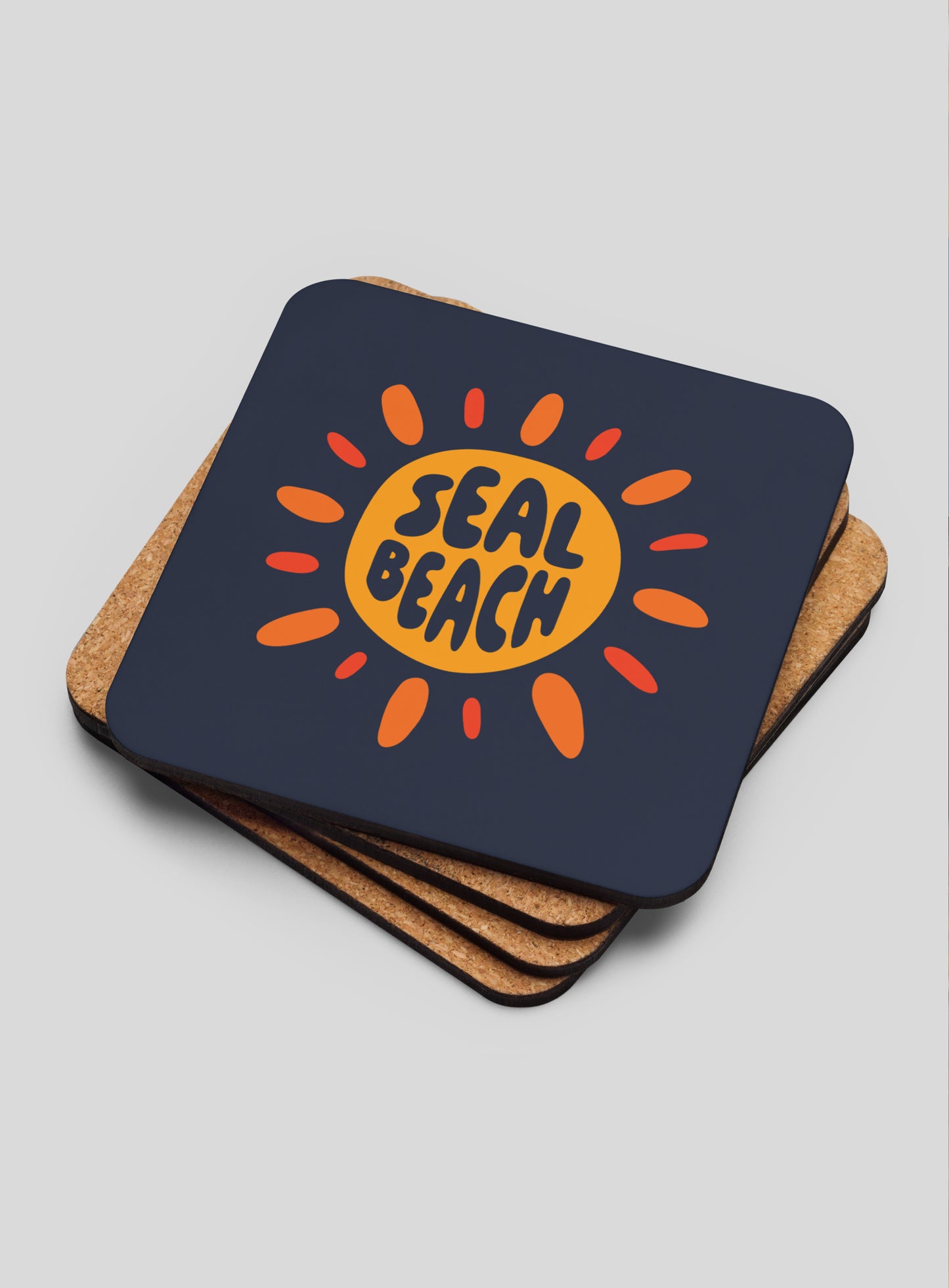 Collectible Seal Beach Cork-Back Coasters - Gen 1: 4 Pack