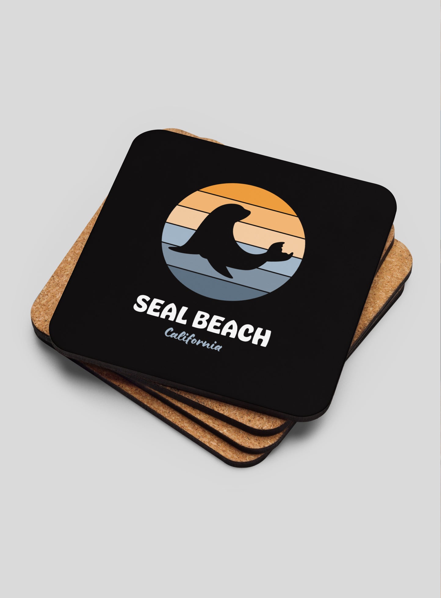 Collectible Seal Beach Cork-Back Coasters - Gen 1: 4 Pack