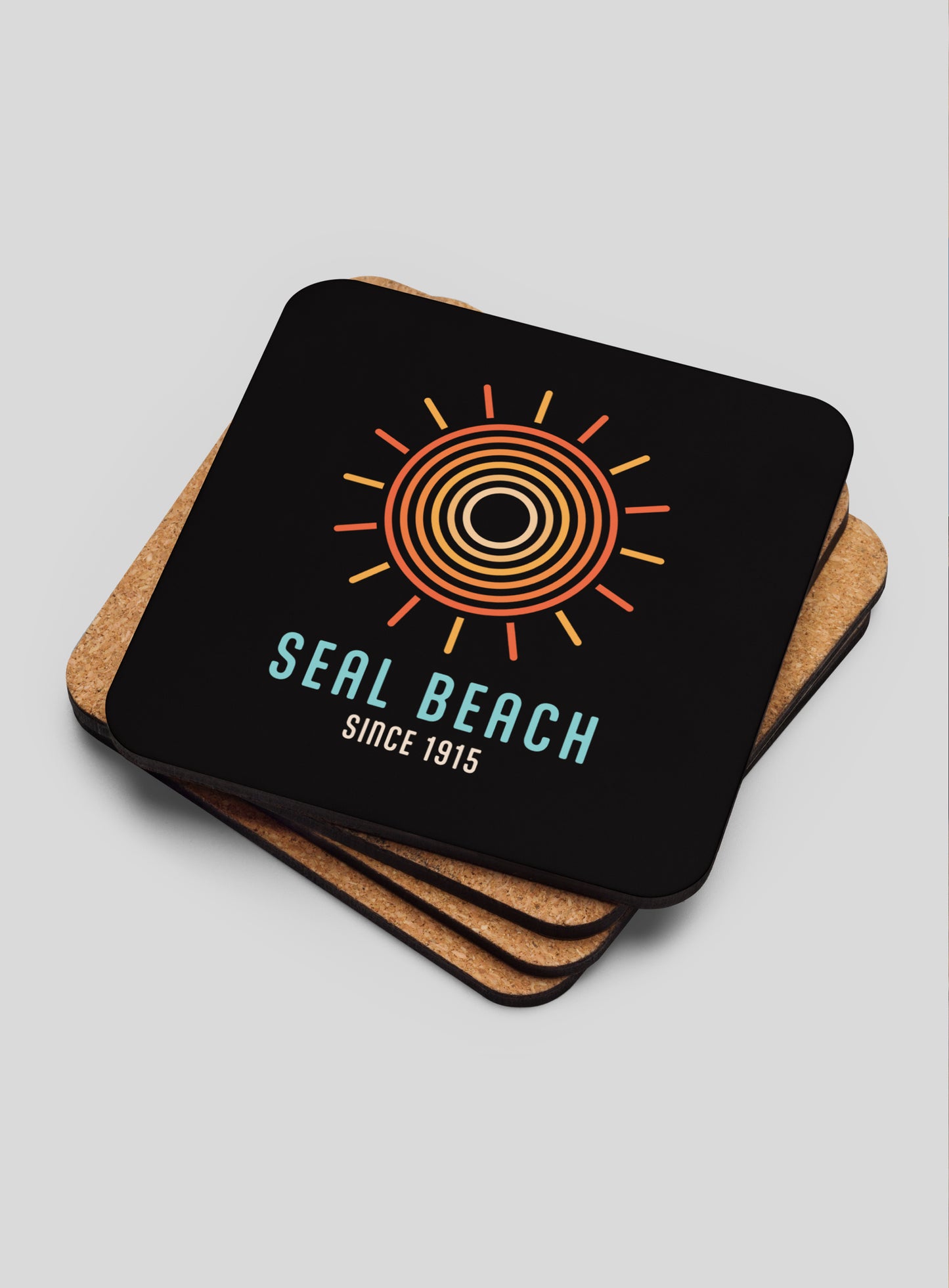 Collectible Seal Beach Cork-Back Coasters - Gen 1: 4 Pack
