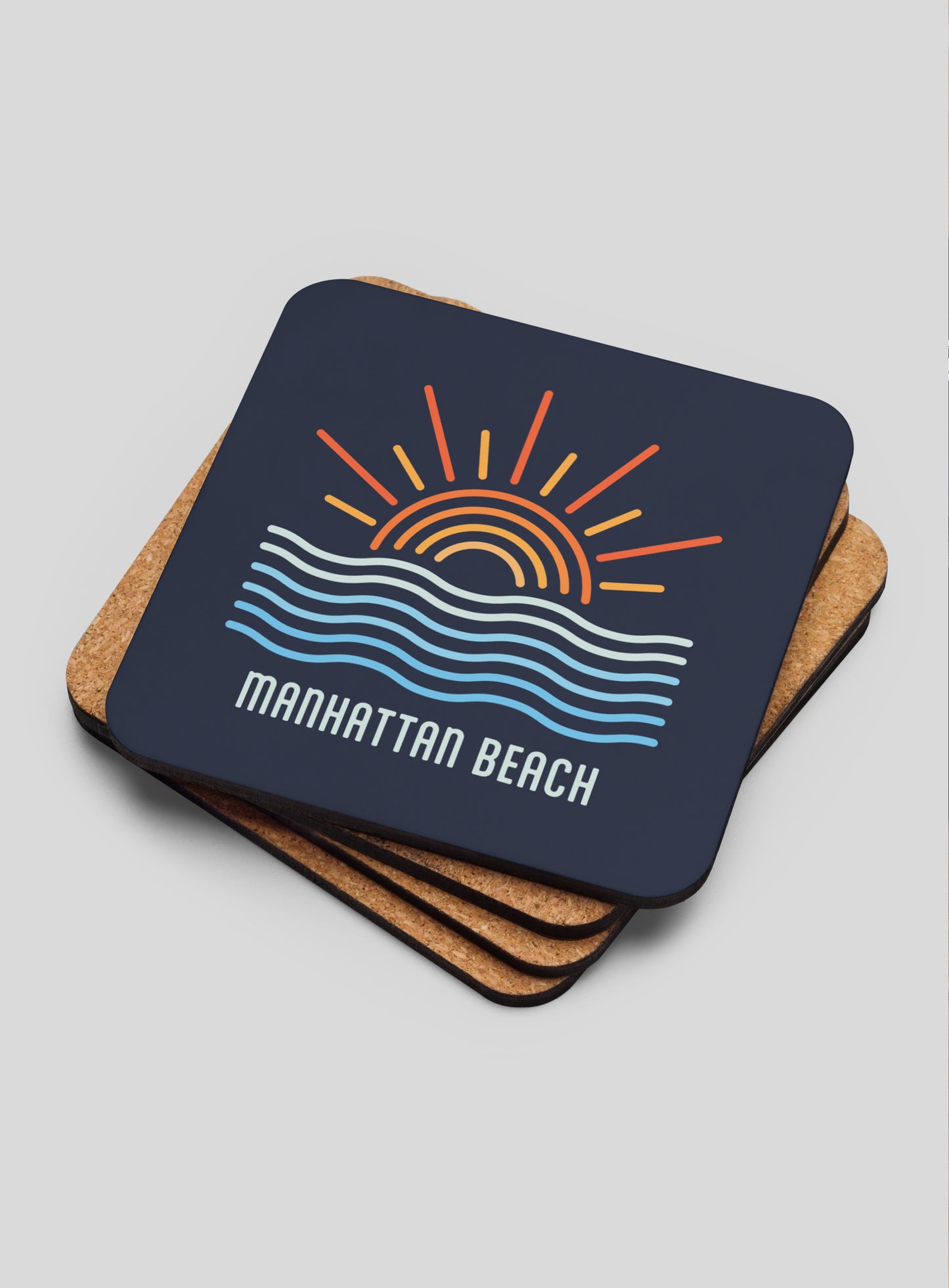 Collectible Manhattan Beach Cork-Back Coasters - Gen 1: 4 Pack