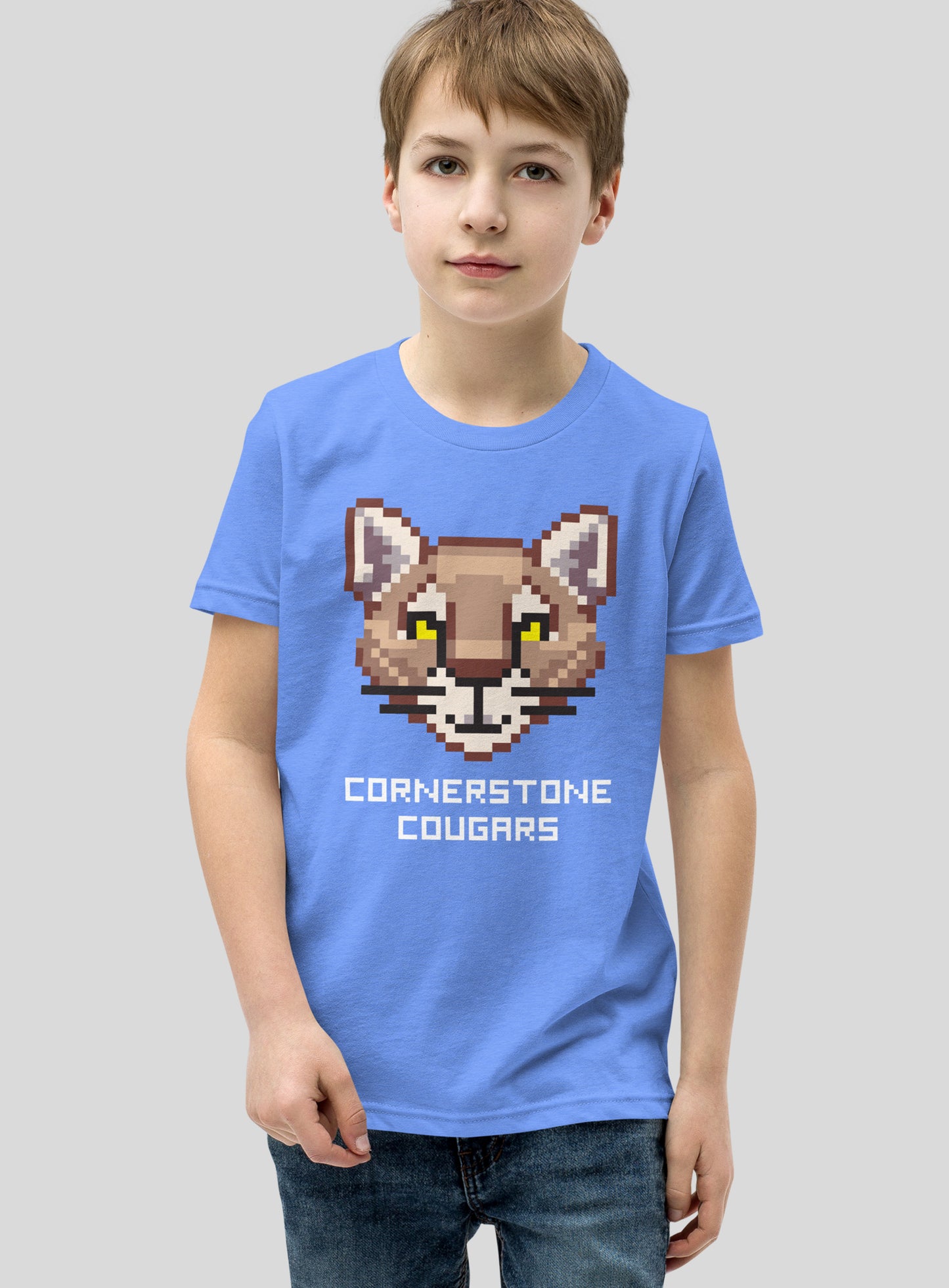 Youth: Cornerstone Cougars Quest Tee - Heather Columbia Blue