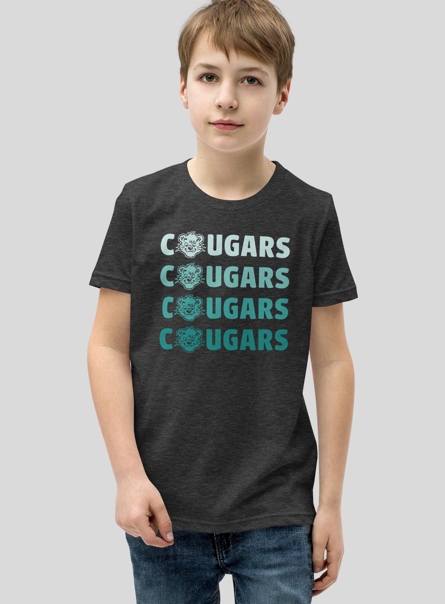 Youth: Cornerstone Cougars Remix Tee- Dark Grey Heather