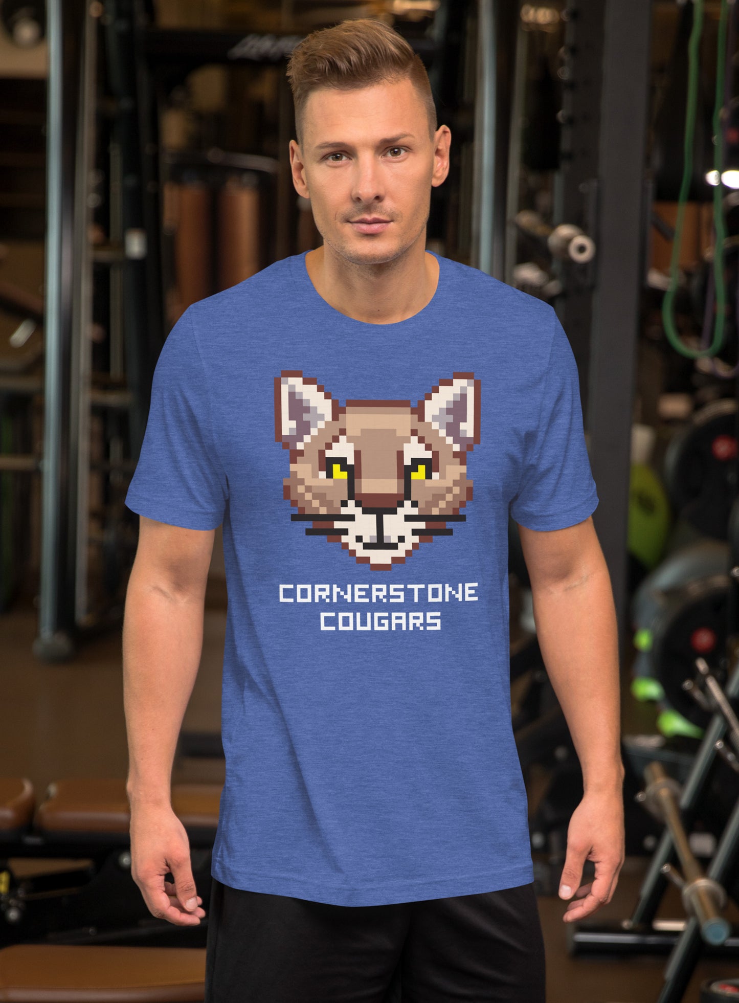 Unisex: Cornerstone Cougars Quest Tee - Heather True Royal