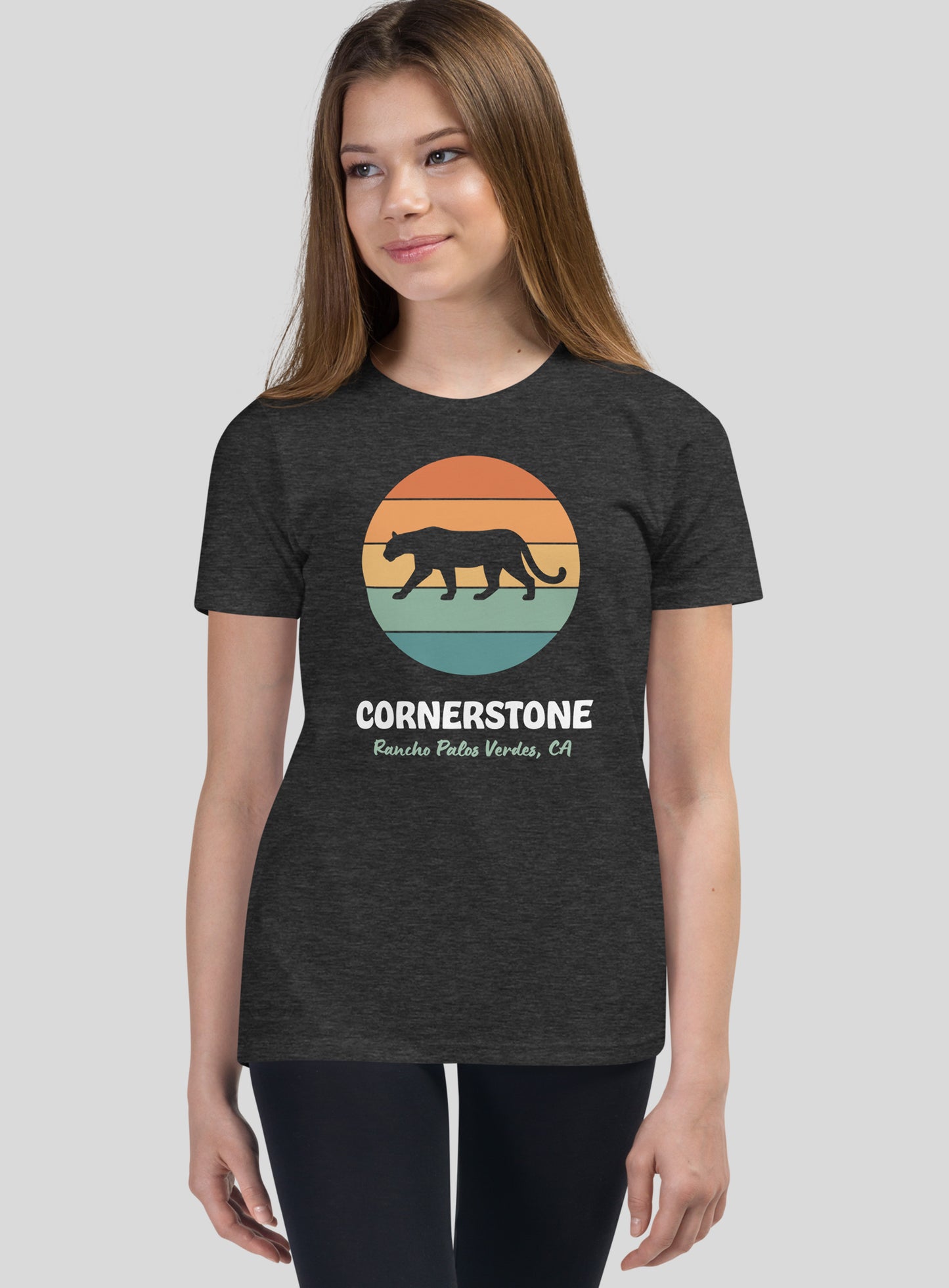 Youth: Cornerstone Cougars Pride Tee - Dark Grey Heather