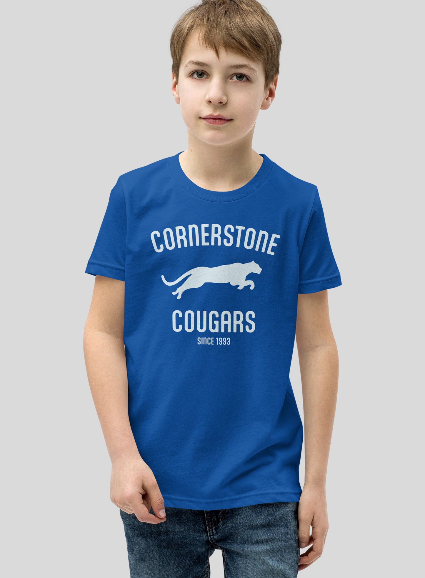 Youth: Run with the Cougars Tee - True Royal