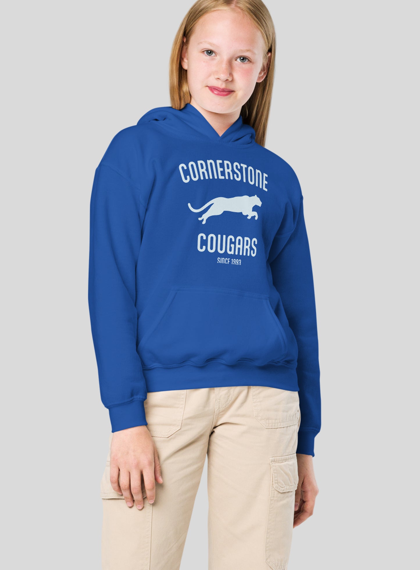 Youth: Run with the Cougars Pullover Hoodie - Royal