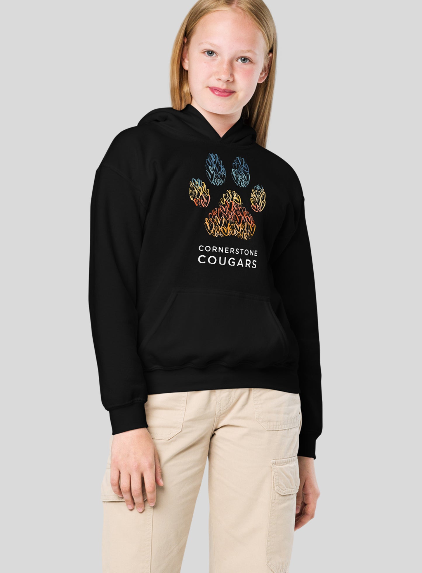 Youth: Cornerstone Cougars Pawsitive Vibes Pullover Hoodie - Black