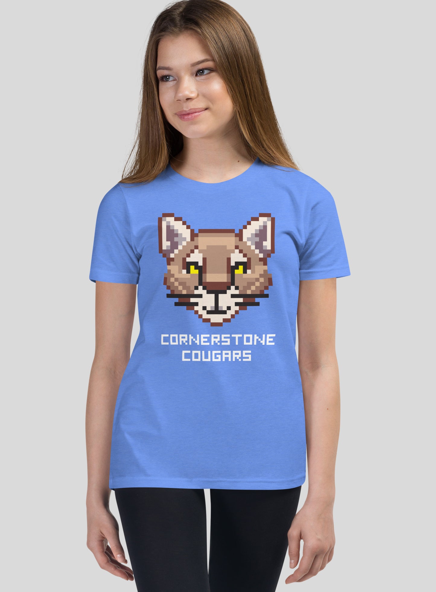 Youth: Cornerstone Cougars Quest Tee - Heather Columbia Blue