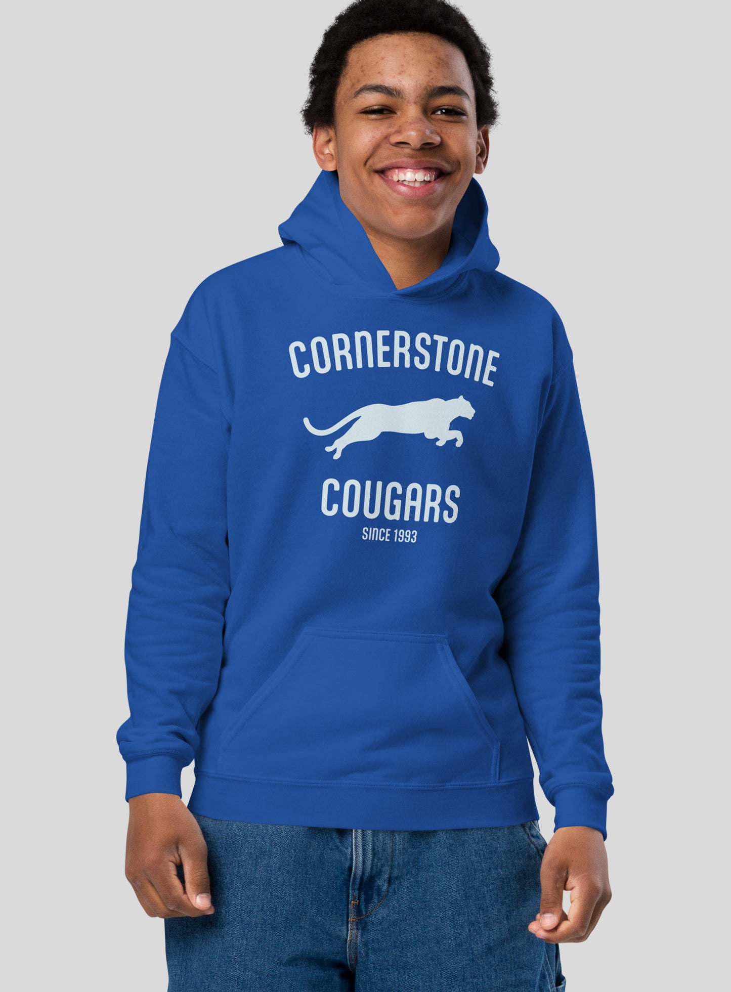 Youth: Run with the Cougars Pullover Hoodie - Royal