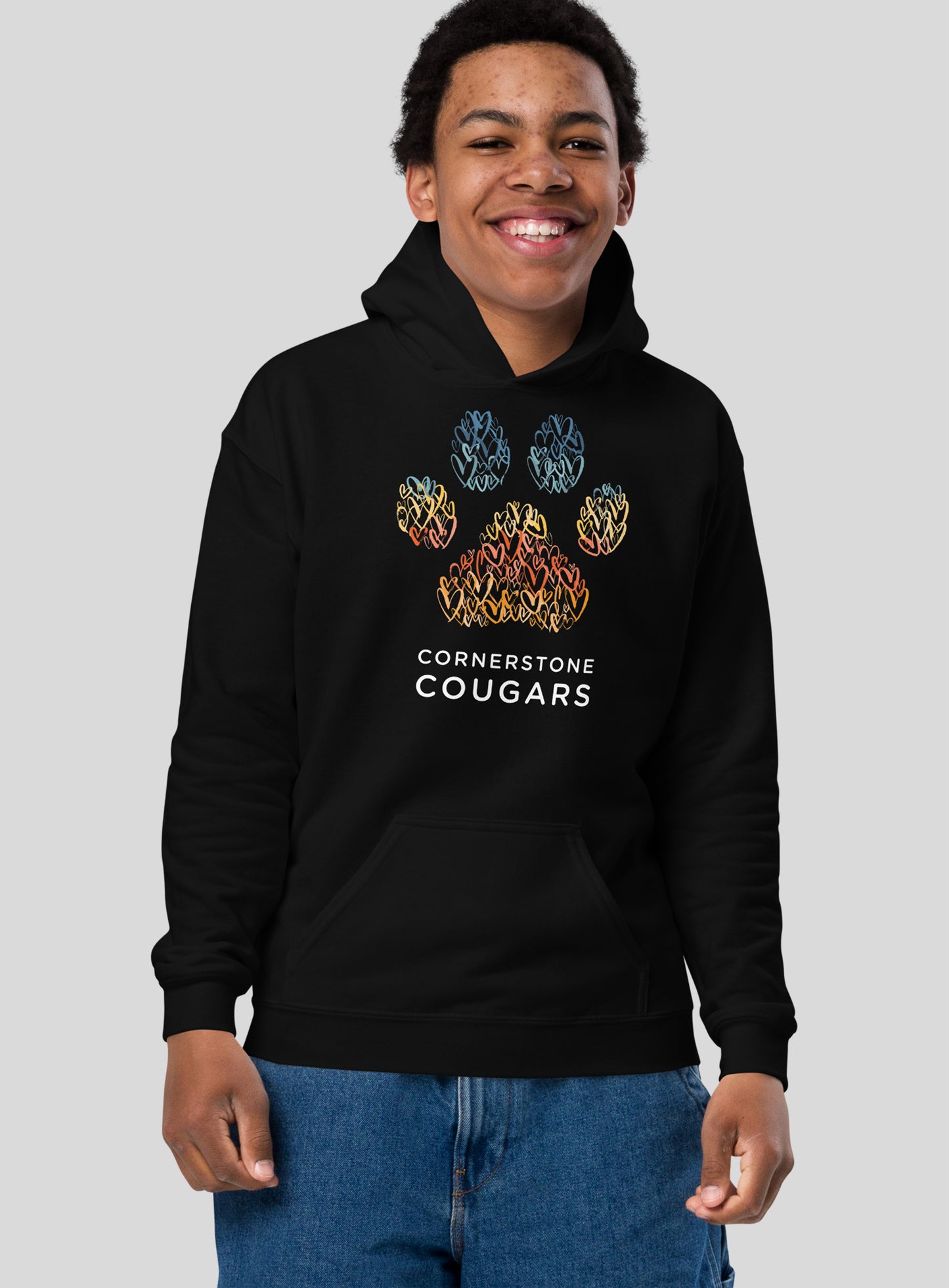 Youth: Cornerstone Cougars Pawsitive Vibes Pullover Hoodie - Black