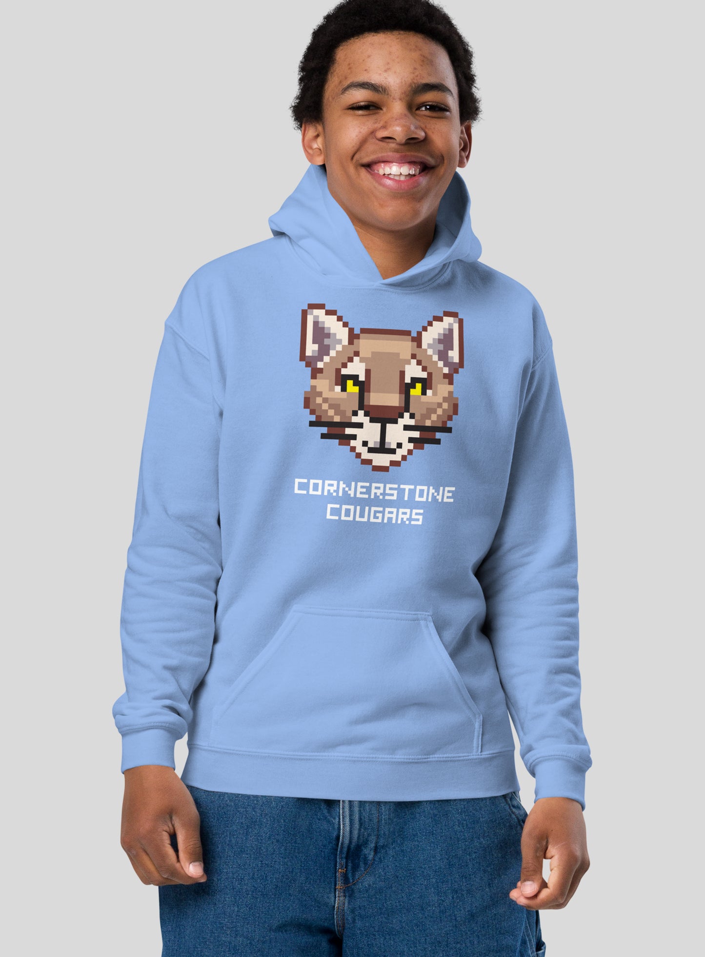 Youth: Cornerstone Cougars Quest Pullover Hoodie - Carolina Blue