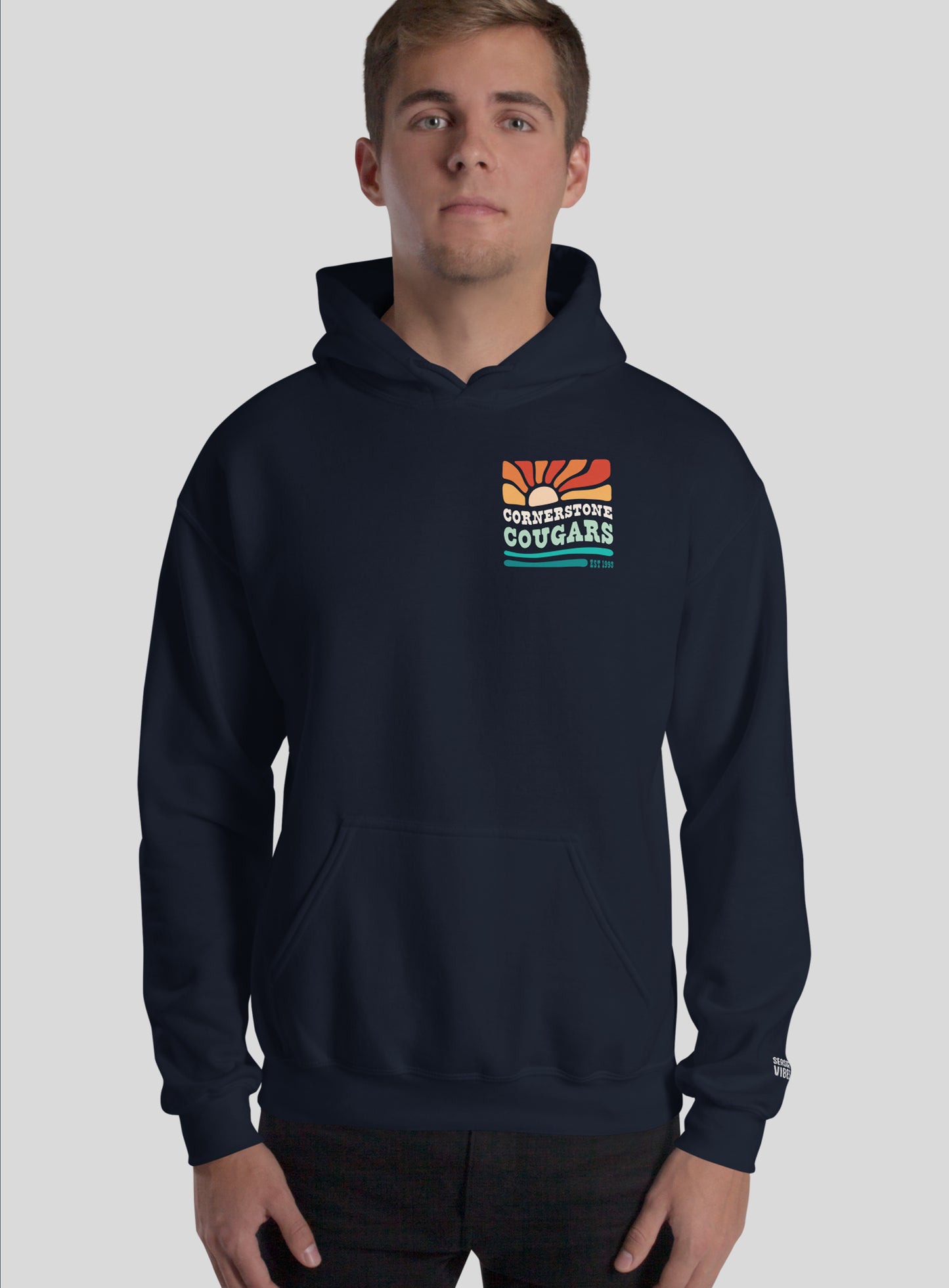 Unisex: Cornerstone Cougars Beach Vibes Pullover Hoodie - Navy