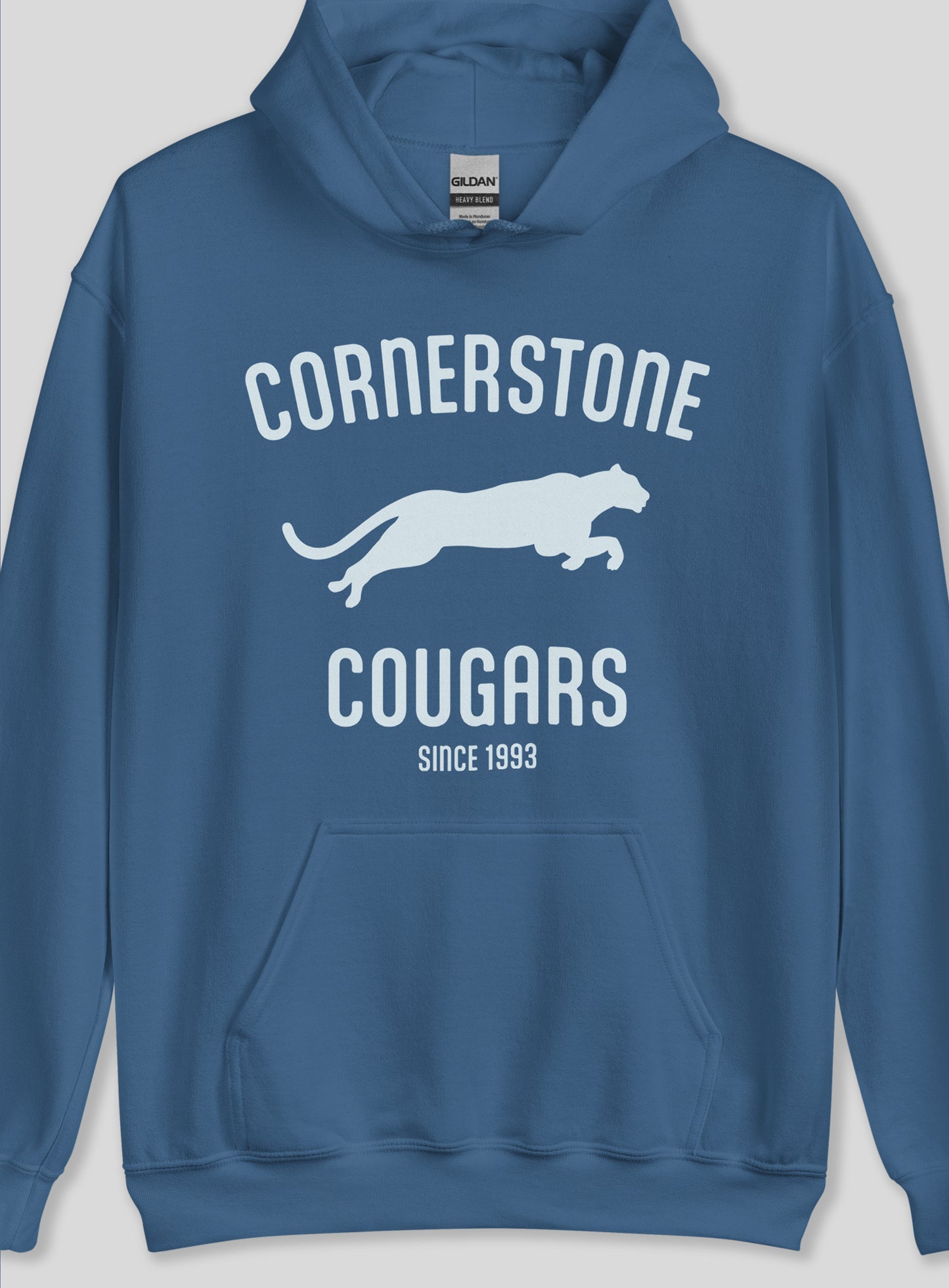 Unisex: Run with the Cougars Pullover Hoodie - Indigo Blue