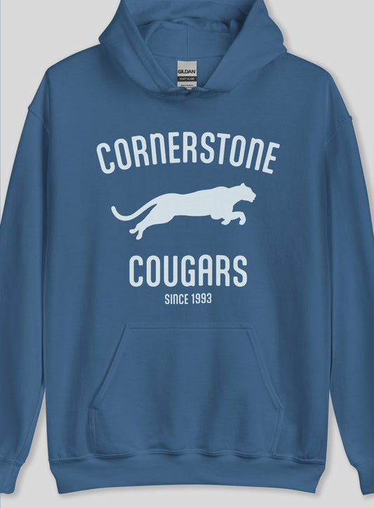 Unisex: Run with the Cougars Pullover Hoodie - Indigo Blue
