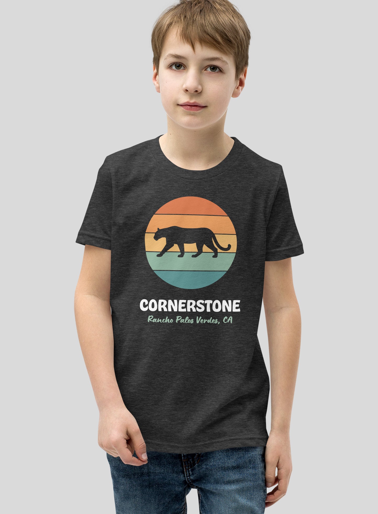 Youth: Cornerstone Cougars Pride Tee - Dark Grey Heather