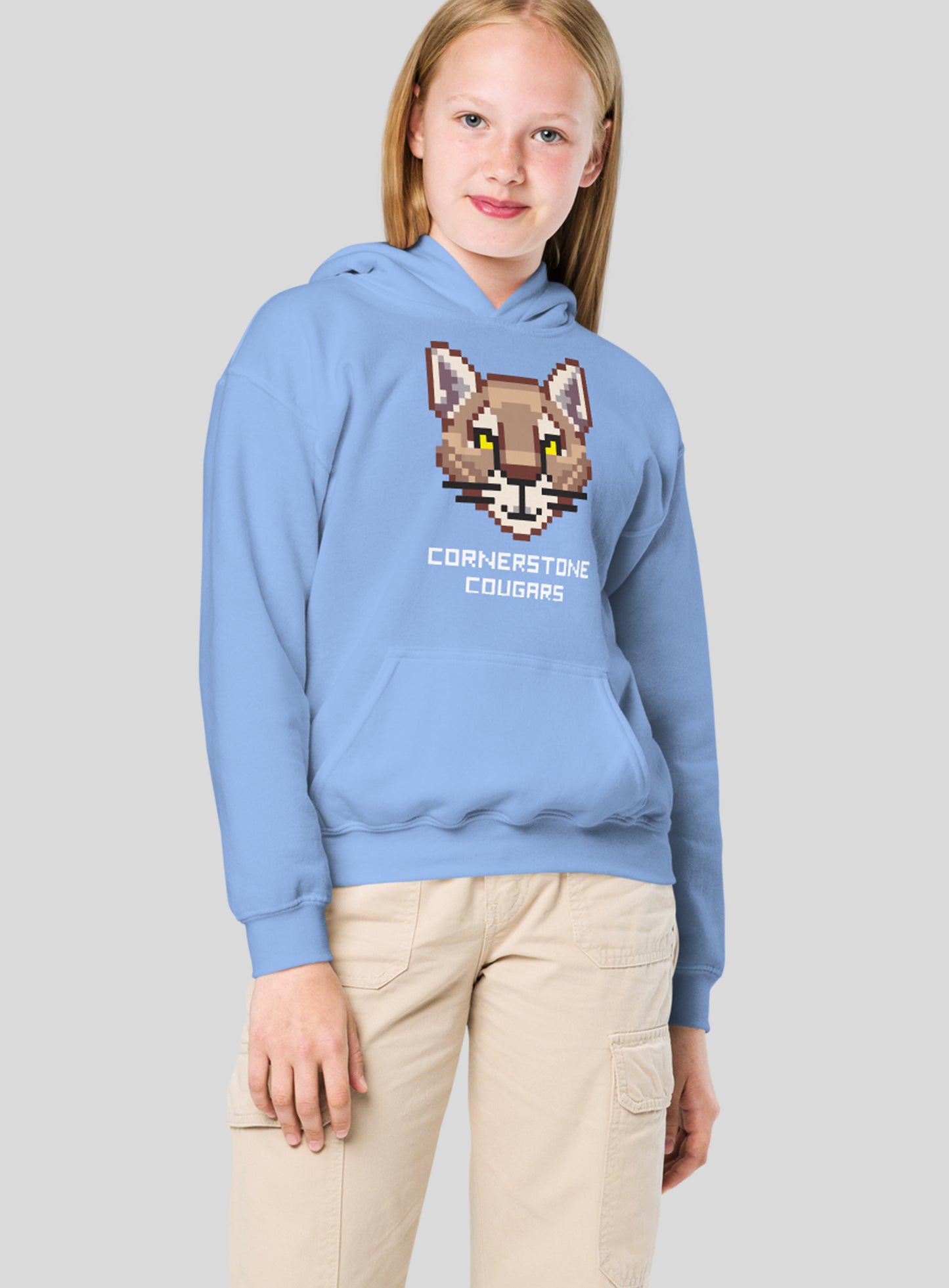 Youth: Cornerstone Cougars Quest Pullover Hoodie - Carolina Blue