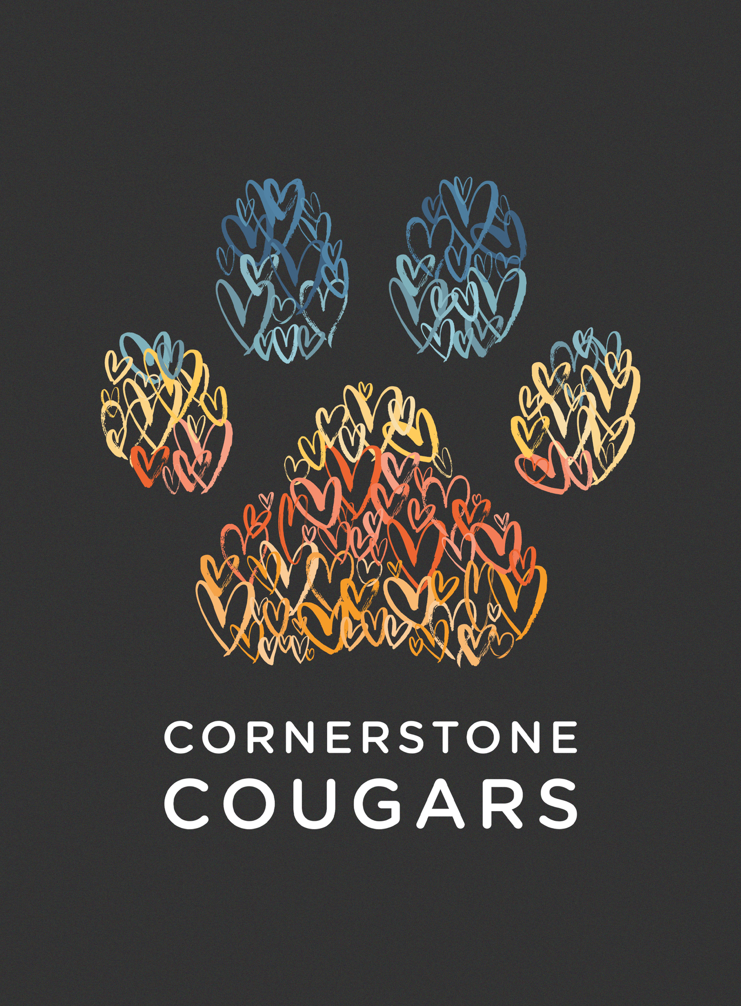 Unisex: Cornerstone Cougars Pawsitive Vibes Tee- Dark Grey Heather