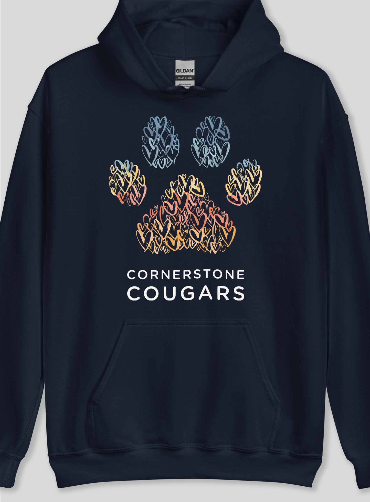 Unisex: Cornerstone Cougars Pawsitive Vibes Pullover Hoodie - Navy