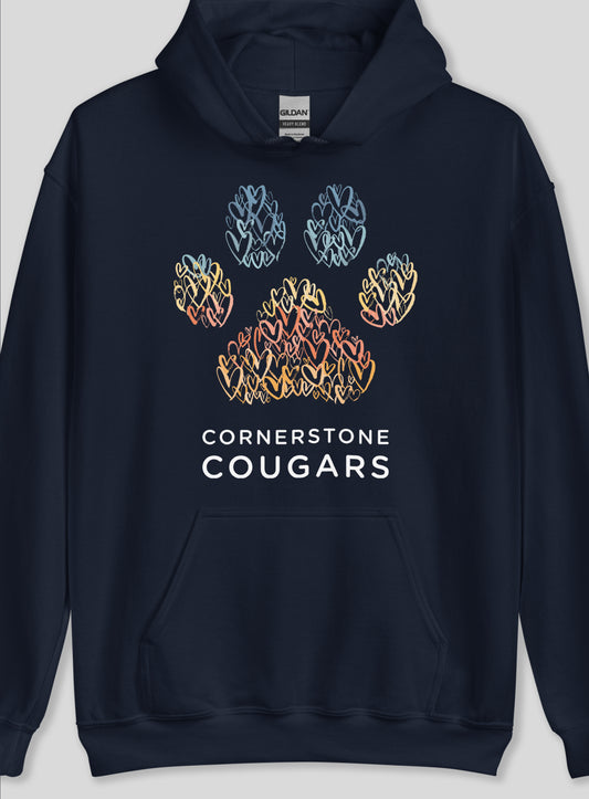 Unisex: Cornerstone Cougars Pawsitive Vibes Pullover Hoodie - Navy