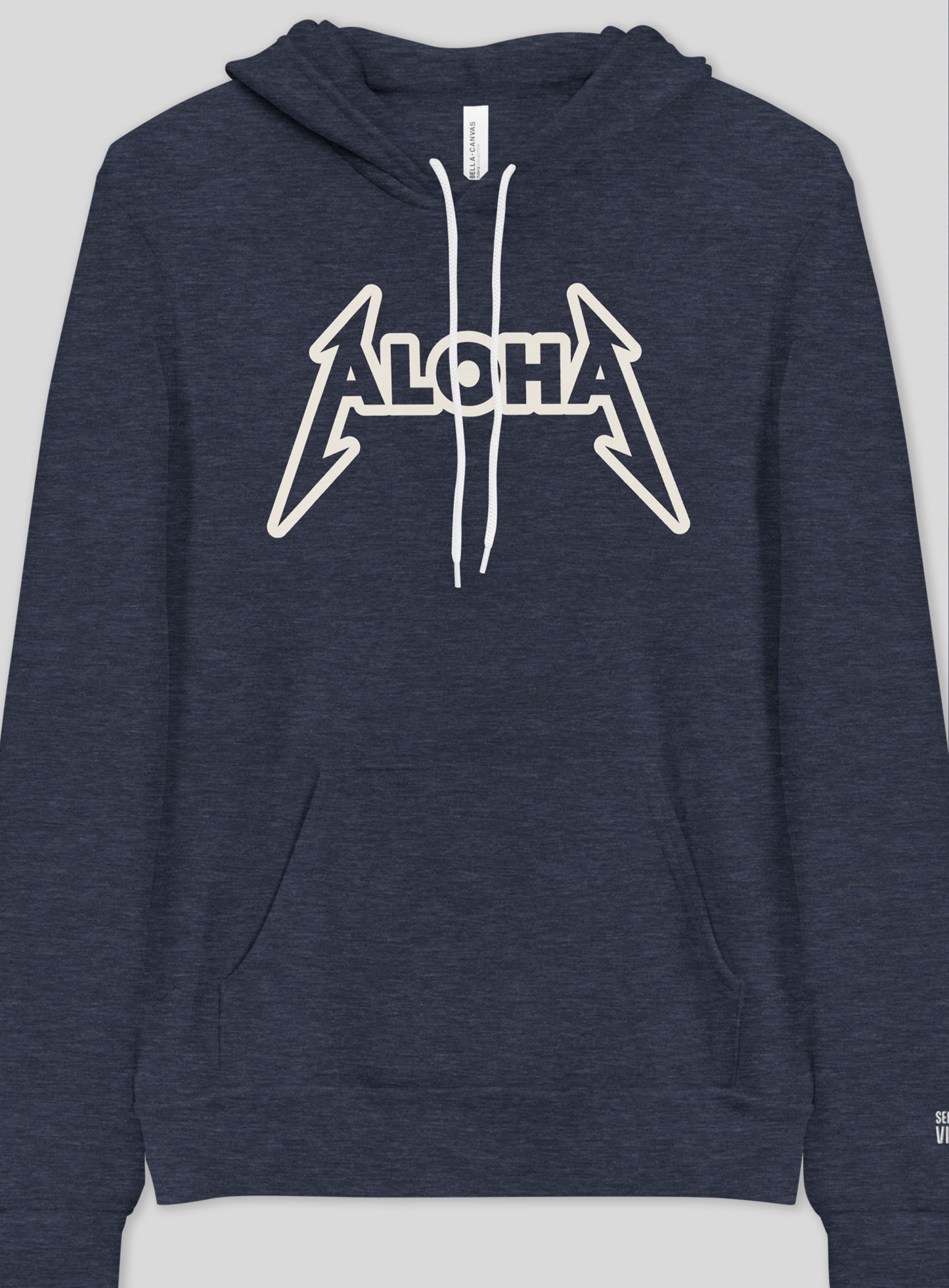Unisex: ALOHA Rocks Pullover Hoodie - Heather Navy
