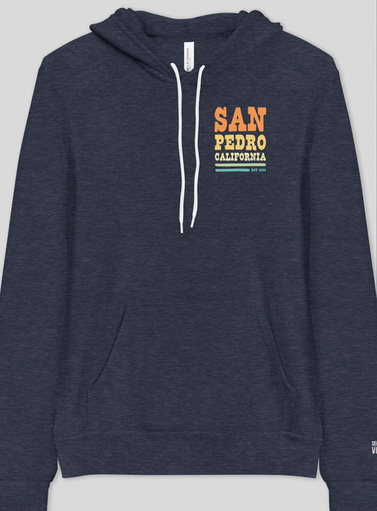 Unisex: San Pedro Vibes Pullover Hoodie - Heather Navy