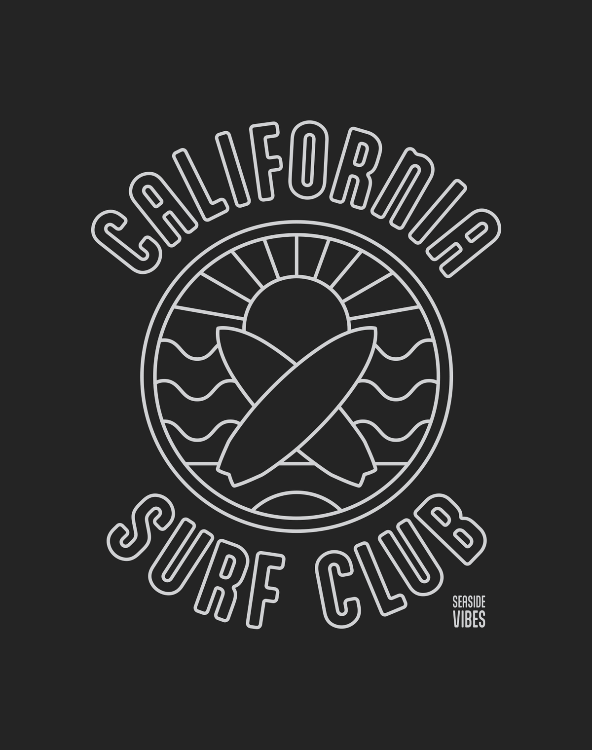 California Surf Club Sunset Tee - Cotton Blend | Charcoal
