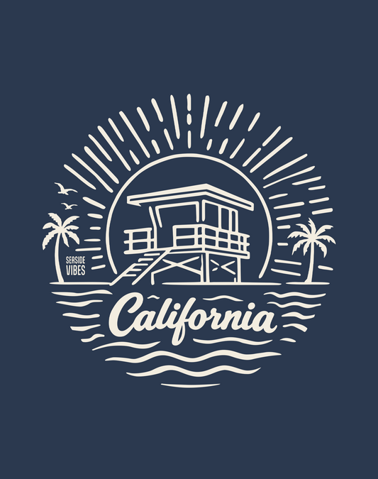 California Sunrise Session Tee - Cotton Blend | Midnight Navy