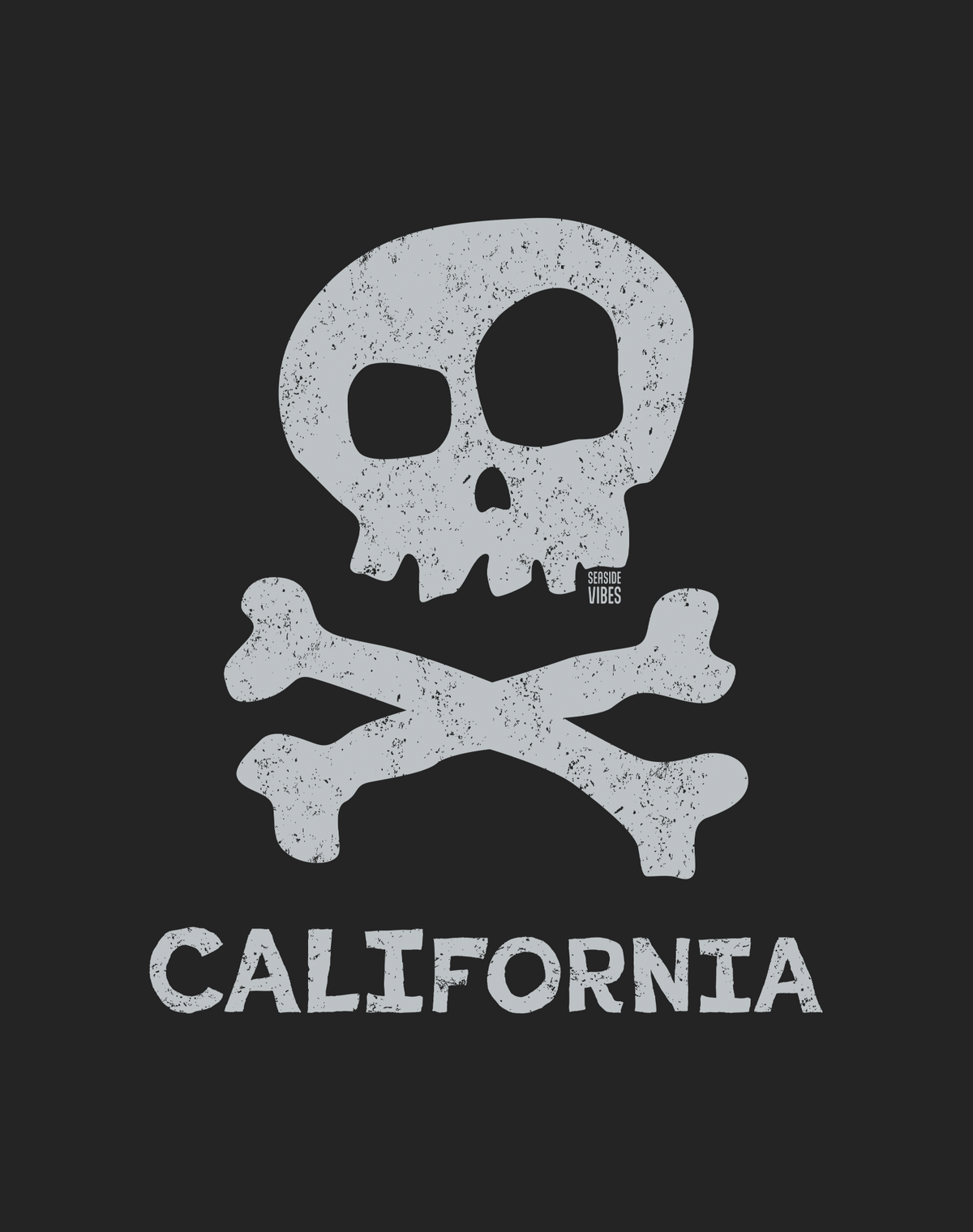 California Skull & Bones Tee - Cotton Blend | Charcoal