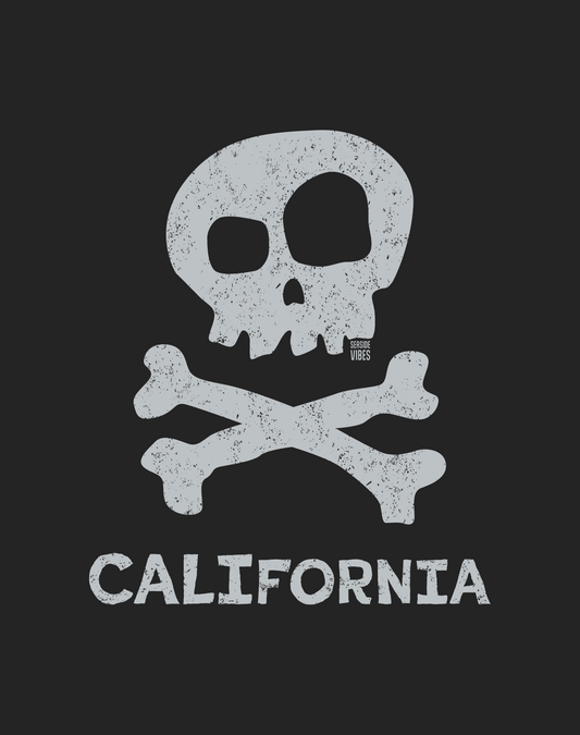 California Skull & Bones Tee - Cotton Blend | Charcoal