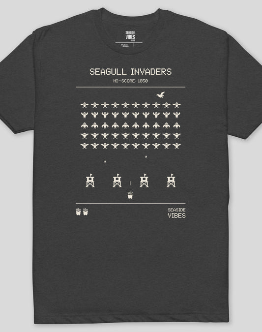 Seagull Invaders Tee - Cotton Blend | Charcoal